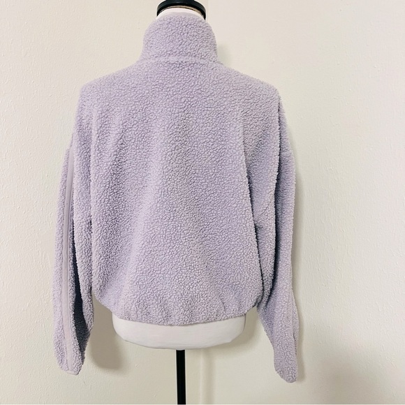 Old Navy Women’ Crop Sherpa Quarter Zip Size Small Lavender Purple Spread Collar - Picture 5 of 12